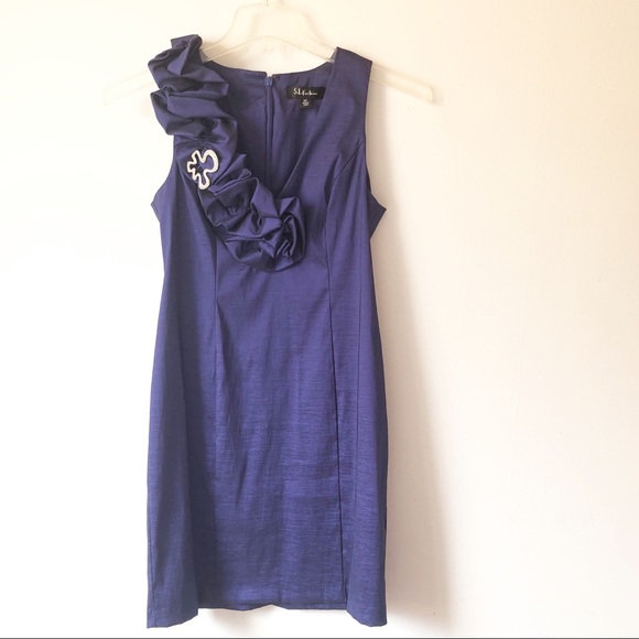 S.L. Fashions Dresses & Skirts - S.L. Fashion Ruffle Neckline Dress 6 Petite